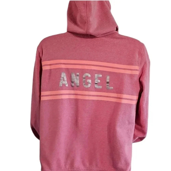 Victoria’s Secret Angel Small Pink Zip Hoodie Striped Vintage Preppy Cozy Classi - Picture 3 of 7